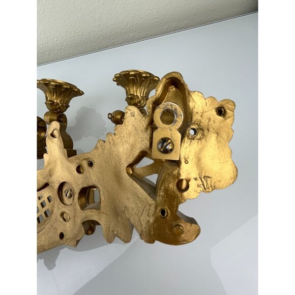 Triple Plastic Gold Candle Curved Wall Sconce MCM Homco USA Hollywood Regency - Picture 16 of 16